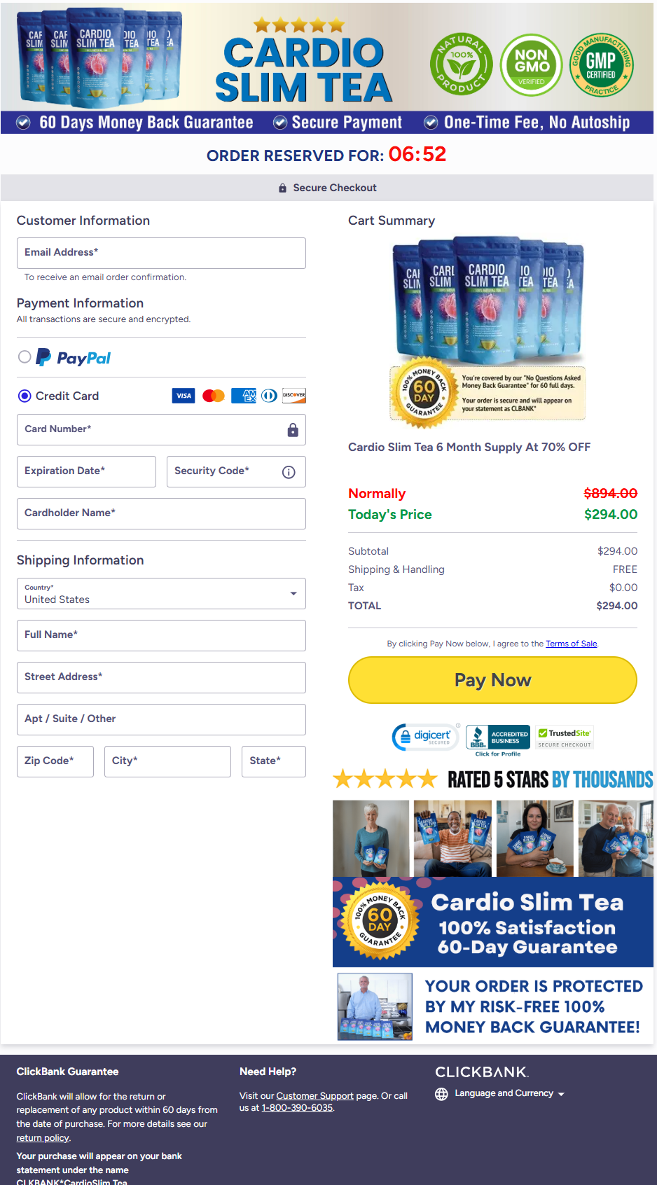 Cardio Slim Tea Official Website Secure Order Page